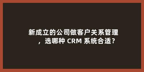 新成立的公司做客户关系管理，选哪种 CRM 系统合适？